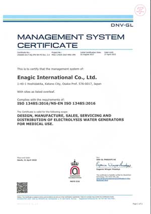sertifikasi iso 13485 enagic kangen water